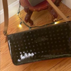 Arcadia patent leather bag army green 6by 12